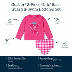 Gerber® See What's New 2-Piece Baby & Toddler Girls Summer Blossom Rash Guard & Swim Bottoms Set