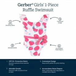 Gerber® Baby & Toddler Girls Summer Blossom One-Piece Swimsuit With Ruffle See What's New