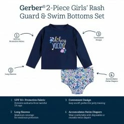 Gerber® See What's New 2-Piece Baby & Toddler Girls Vacation Vibes Rash Guard & Swim Bottoms Set
