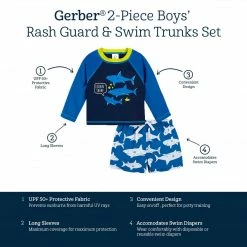 Budget 🔥 Gerber® See What's New 2-Piece Baby & Toddler Boys Shark Zone Rash Guard & Swim Trunks Set 🎉 11 Gerber® See What's New 2-Piece Baby & Toddler Boys Shark Zone Rash Guard & Swim Trunks Set