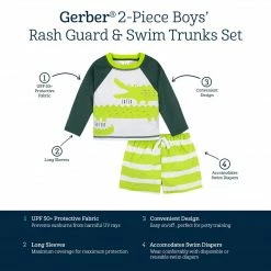 Best Pirce 🤩 Gerber® 2-Piece Baby & Toddler Boys Later Gator Rash Guard & Swim Trunks Set ❤️ 17 Gerber® 2-Piece Baby & Toddler Boys Later Gator Rash Guard & Swim Trunks Set