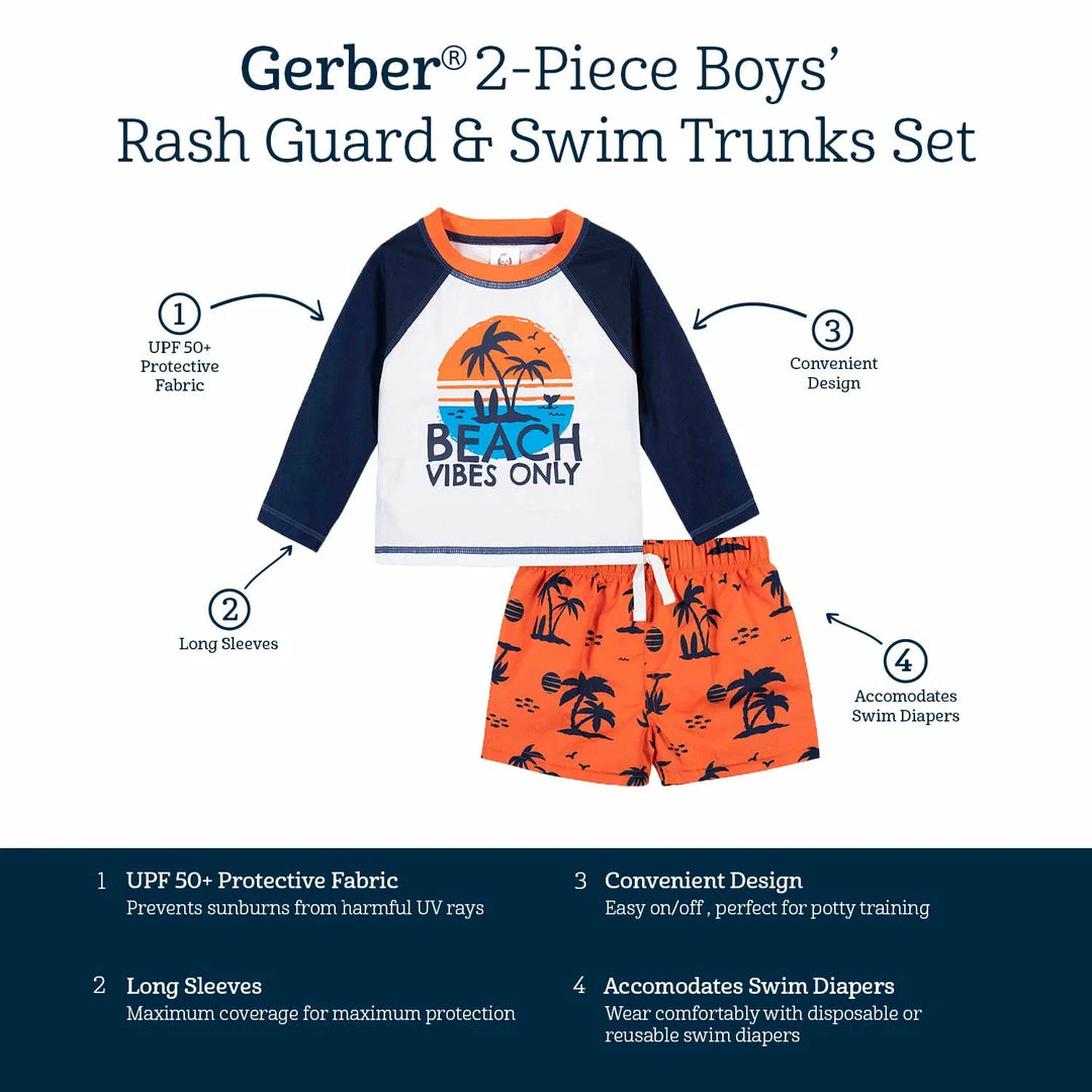 Top 10 ⭐ Gerber® See What's New 2-Piece Baby & Toddler Boys Vacation Vibes Rash Guard & Swim Trunks Set 🎉 9 Gerber® See What's New 2-Piece Baby & Toddler Boys Vacation Vibes Rash Guard & Swim Trunks Set