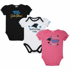 NFL Baby Girls Carolina Panthers Short Sleeve Bodysuit, 3-pack
