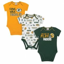 NFL Packers Baby Boys 3-Pack Short Sleeve Bodysuit BabyPreemie - 24M