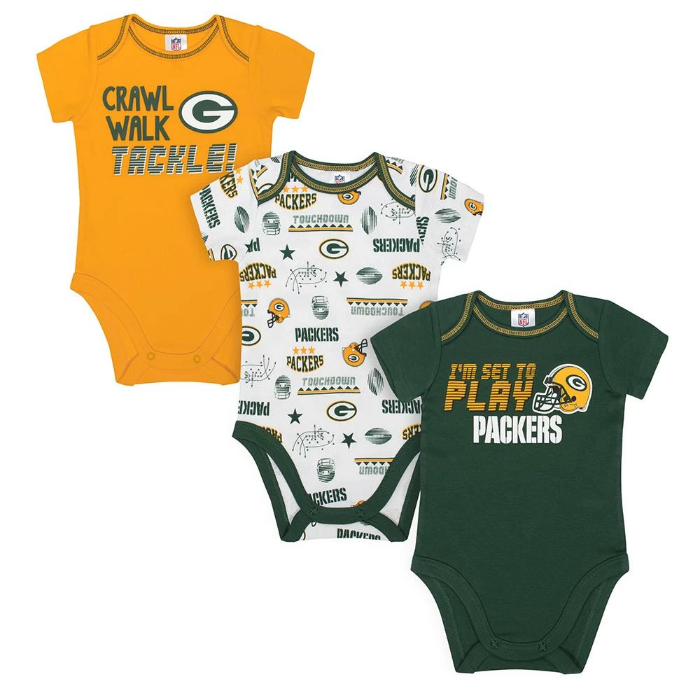 Hot Sale 😀 NFL Packers Baby Boys 3-Pack Short Sleeve Bodysuit BabyPreemie - 24M 🔥 1 NFL Packers Baby Boys 3-Pack Short Sleeve Bodysuit BabyPreemie - 24M