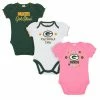 NFL Baby Girls Green Bay Packers Short Sleeve Bodysuit, 3-pack