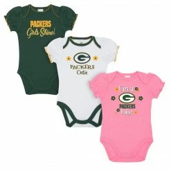 NFL Baby Girls Green Bay Packers Short Sleeve Bodysuit, 3-pack
