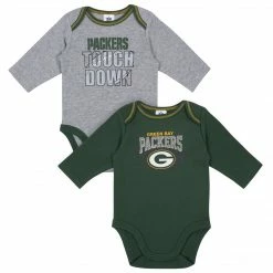 NFL Baby Boys Green Bay Packers Long Sleeve Bodysuit, 2-pack 