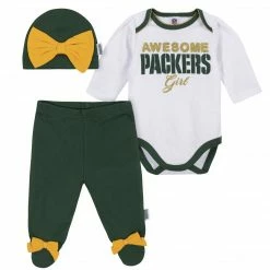NFL Baby Girls Green Bay Packers 3-Piece Bodysuit, Pant, And Cap Set