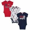 NFL BabyPreemie - 24M Patriots Baby Boys 3-Pack Short Sleeve Bodysuit