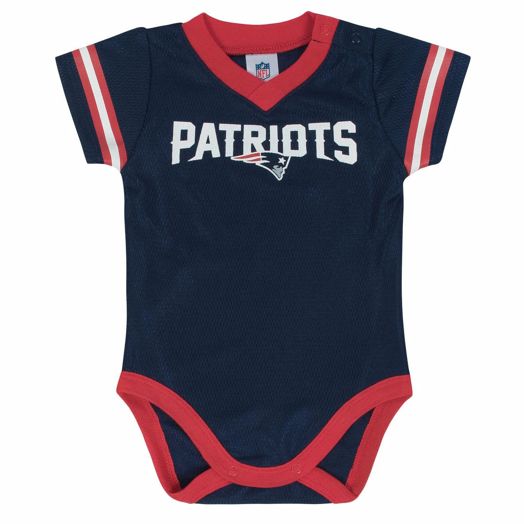 Best Pirce 🤩 NFL Baby Boys New England Patriots Short Sleeve Jersey Bodysuit ⭐ 2 NFL Baby Boys New England Patriots Short Sleeve Jersey Bodysuit