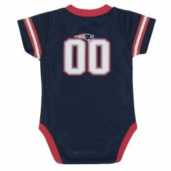 Best Pirce 🤩 NFL Baby Boys New England Patriots Short Sleeve Jersey Bodysuit ⭐ 5 NFL Baby Boys New England Patriots Short Sleeve Jersey Bodysuit