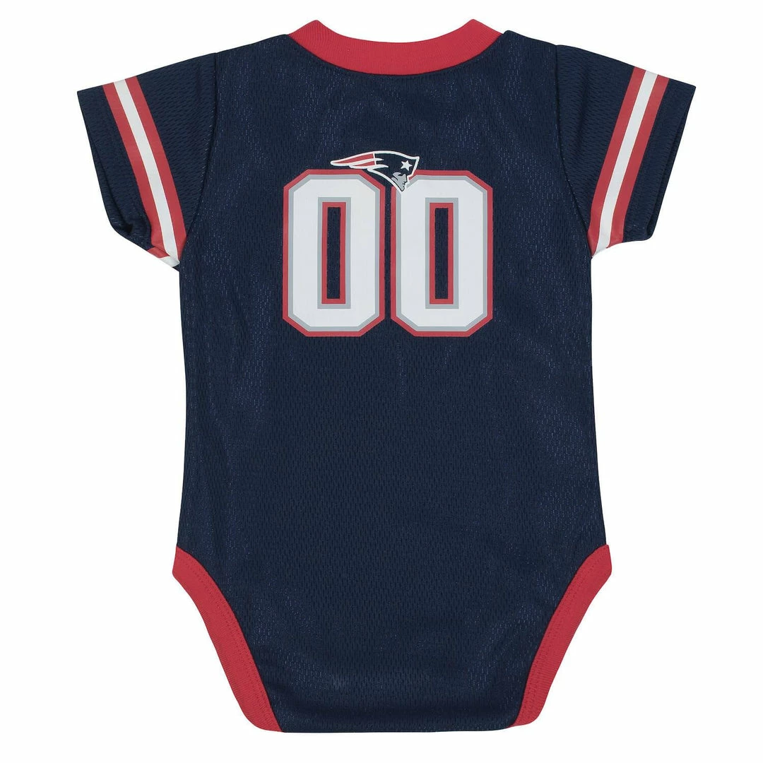 Best Pirce 🤩 NFL Baby Boys New England Patriots Short Sleeve Jersey Bodysuit ⭐ 3 NFL Baby Boys New England Patriots Short Sleeve Jersey Bodysuit