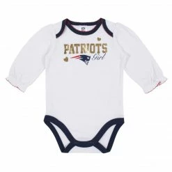 Wholesale 😉 NFL Baby 👧 Girls New England Patriots Long Sleeve Bodysuit, 2-pack ❤️ 5 NFL Baby Girls New England Patriots Long Sleeve Bodysuit, 2-pack