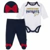 NFL Baby Girls New England Patriots 3-Piece Bodysuit, Pant, And Cap Set