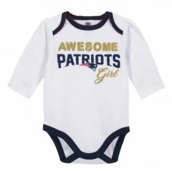 NFL Baby Girls New England Patriots 3-Piece Bodysuit, Pant, And Cap Set