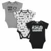 NFL Baby Boys Las Vegas Raiders Short Sleeve Bodysuit, 3-pack