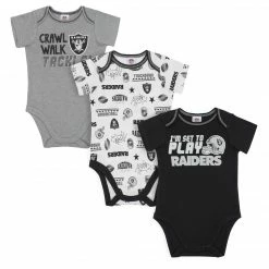 NFL Baby Boys Las Vegas Raiders Short Sleeve Bodysuit, 3-pack