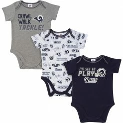 NFL Rams Baby Boys 3-Pack Short Sleeve Bodysuit BabyPreemie - 24M