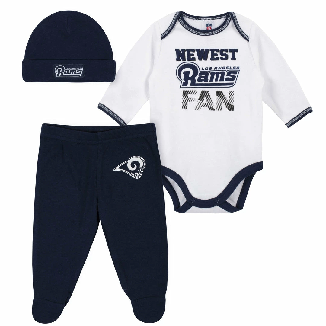 Best Pirce 🎉 NFL Baby Boys Los Angeles Rams 3-Piece Bodysuit, Pant And Cap Set 🤩 1 NFL Baby Boys Los Angeles Rams 3-Piece Bodysuit, Pant And Cap Set