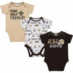 NFL Saints Baby Boys 3-Pack Short Sleeve Bodysuit
