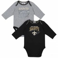 NFL Baby Boys New Orleans Saints Long Sleeve Bodysuit, 2-pack 