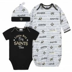 NFL Baby Boys 3-Piece New Orleans Saints Bodysuit, Gown, And Cap Set