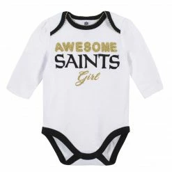 NFL Baby Girls New Orleans Saints 3-Piece Bodysuit, Pant, And Cap Set