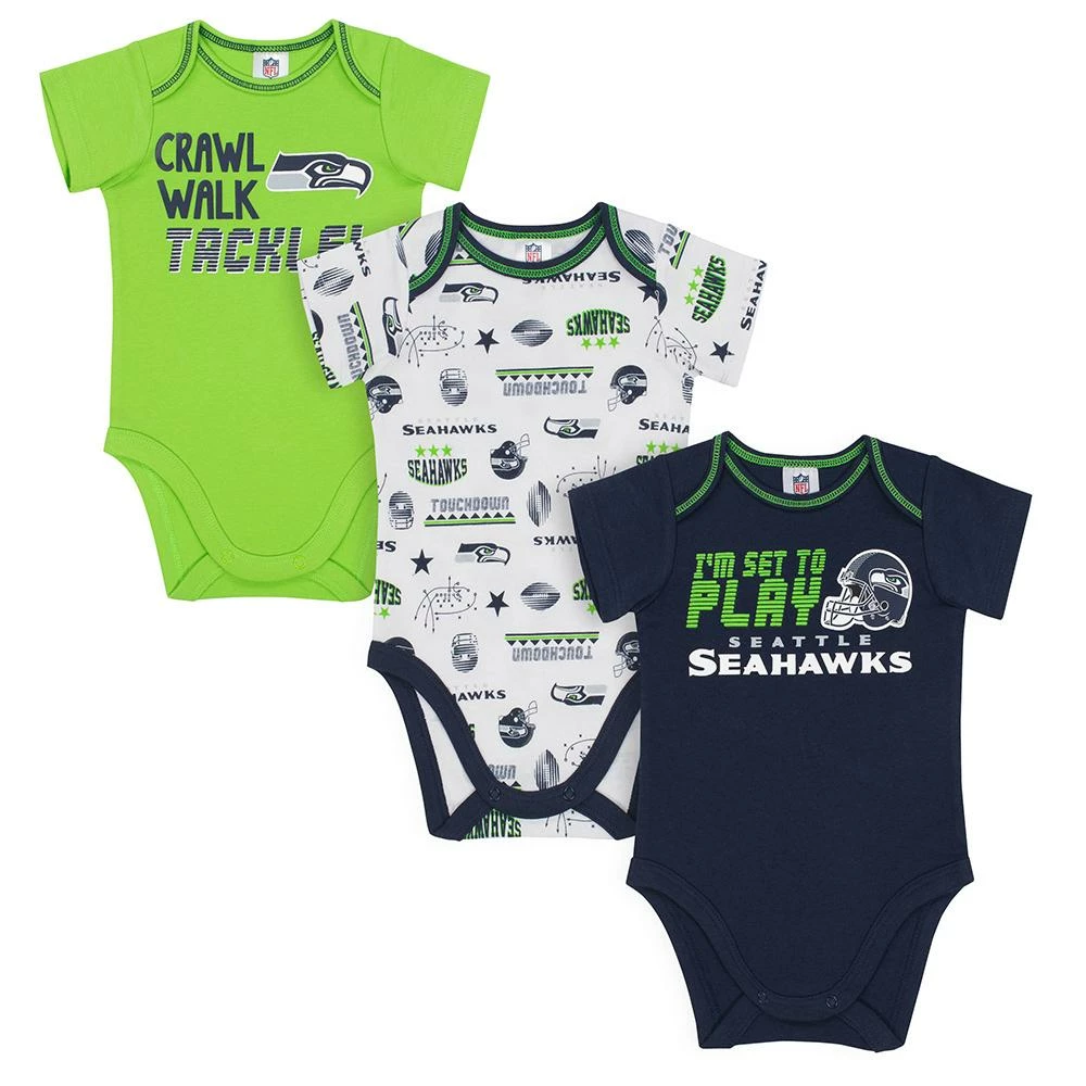 Wholesale 🔥 NFL Seahawks Baby Boys 3-Pack Short Sleeve Bodysuit ⭐ 1 NFL Seahawks Baby Boys 3-Pack Short Sleeve Bodysuit