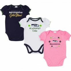 NFL Seattle Seahawks Baby Girl Short Sleeve Bodysuit, 3-pack 