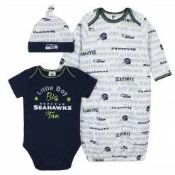 NFL Baby Boys 3-Piece Seattle Seahawks Bodysuit, Gown, And Cap Set
