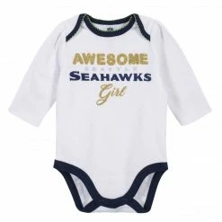 NFL Baby Girls Seattle Seahawks 3-Piece Bodysuit, Pant, And Cap Set