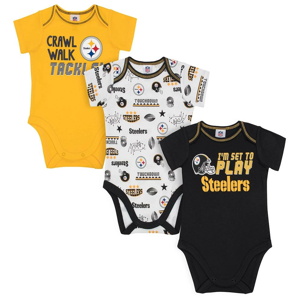 Flash Sale 🤩 NFL Steelers Baby Boys 3-Pack Short Sleeve Bodysuit ❤️ 1 NFL Steelers Baby Boys 3-Pack Short Sleeve Bodysuit