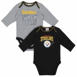 NFL Baby Boys Pittsburgh Steelers Long Sleeve Bodysuit, 2-pack 