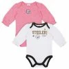 NFL Baby Girls Pittsburgh Steelers Long Sleeve Bodysuit, 2-pack 