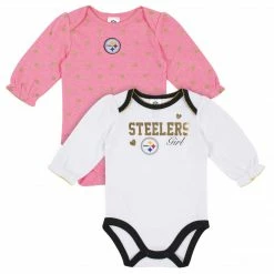 NFL Baby Girls Pittsburgh Steelers Long Sleeve Bodysuit, 2-pack 
