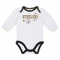 Outlet 😉 NFL Baby 👧 Girls Pittsburgh Steelers Long Sleeve Bodysuit, 2-pack 🤩 5 NFL Baby Girls Pittsburgh Steelers Long Sleeve Bodysuit, 2-pack