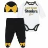 NFL Baby Girls Pittsburgh Steelers 3-Piece Bodysuit, Pant, And Cap Set