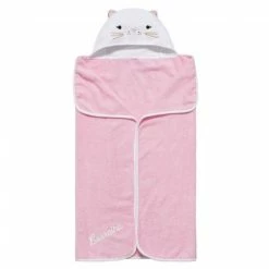 Just Born By Gerber® Embroidered Pink Cat Hooded Bath Wrap
