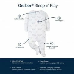 Cheapest 🎉 Gerber® BabyPreemie - 24M 4-Pack Baby 👧 Girls Clouds Sleep N' Play 🤩 5 Gerber® BabyPreemie - 24M 4-Pack Baby Girls Clouds Sleep N' Play