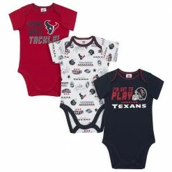NFL BabyPreemie - 24M Texans Baby Boys 3-Pack Short Sleeve Bodysuit