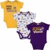NFL Vikings Baby Boys 3-Pack Short Sleeve Bodysuit