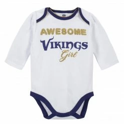 NFL Baby Girls Minnesota Vikings 3-Piece Bodysuit, Pant, And Cap Set