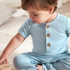 Gerber® 2-Pack Baby Boys Camo & Blue Short Sleeve Rompers