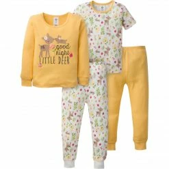 Gerber® 4-Piece Infant & Toddler Girls Deer Snug Fit Cotton Pajamas