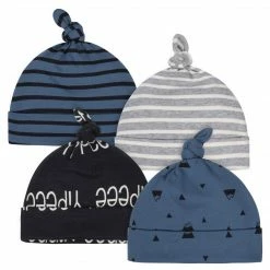 Gerber® BabyPreemie - 24M 4-Pack Baby Boys Comfy Stretch Badger Caps