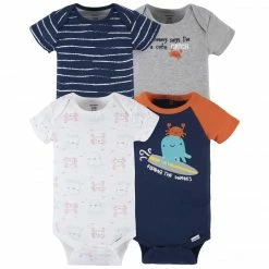 Gerber® 4-Pack Baby Boys Sea Friends Short Sleeve Onesies® Bodysuits