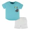 Gerber® 2-Piece Baby & Toddler Boys Dino Blues Pocket Tee & Knit Shorts Set