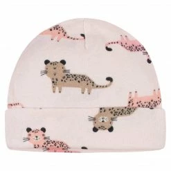 Gerber® 4-Pack Baby Girls Leopard Caps