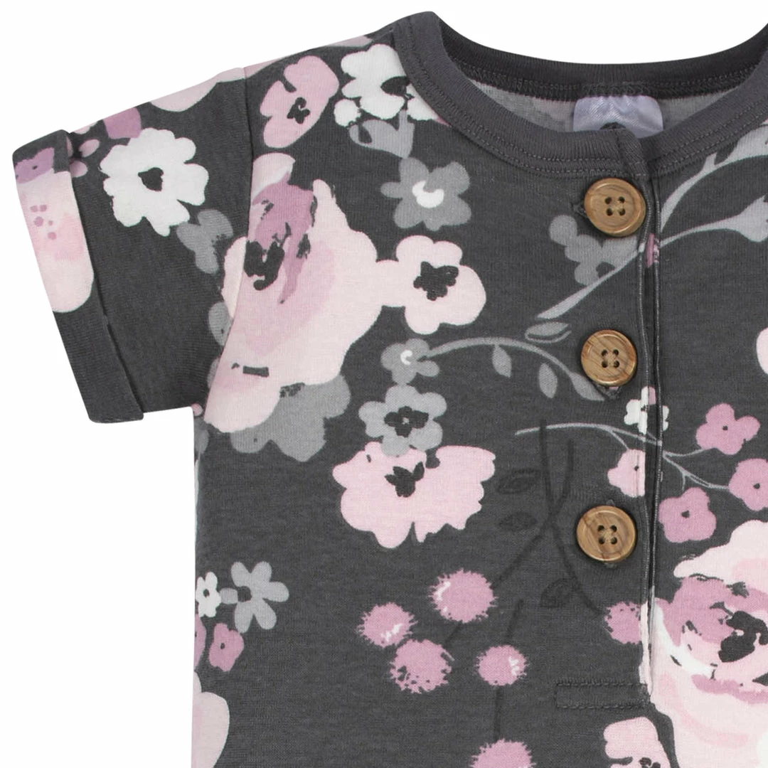 Promo 🔔 Gerber® 2-Pack Baby 👧 Girls Floral & Daisies Short Sleeve Rompers ✨ 3 Gerber® 2-Pack Baby Girls Floral & Daisies Short Sleeve Rompers